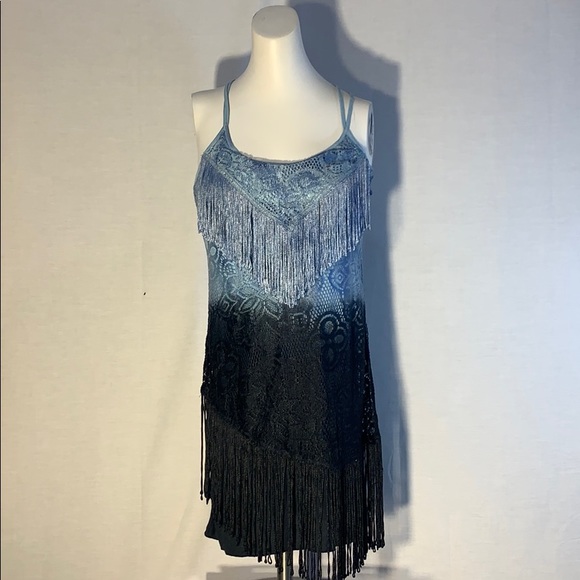 light blue fringe dress